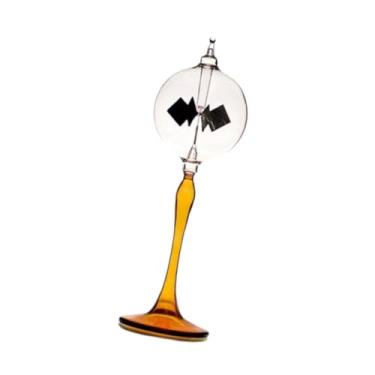 Imagem de WeiLaiKeQi Crookes solar radiômetro mesa ornamento de vidro luz solar energia girando palhetas ciência brinquedo para entrada armário estante, Amarelo