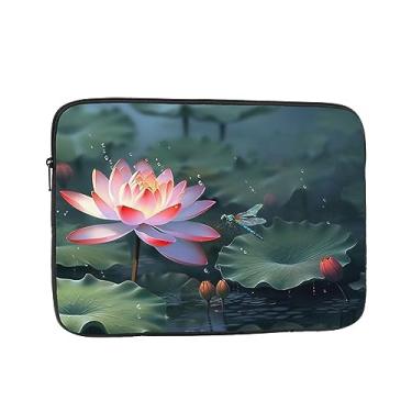 Imagem de Capa protetora para notebook Flower and Dragonfly de 12 polegadas à prova de choque, resistente à água, bolsa de transporte, bolsa de computador, pasta de negócios portátil para homens e mulheres