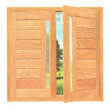 Imagem de Janela de Abrir Horizontal com Visor - Madeira Maciça - Angelim