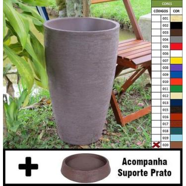 Imagem de Kit Vaso Planta + Prato 65x40 Oval Moderno Polietileno - BGPLASTICOS, 