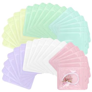 Imagem de Svaldo Sacos Mylar resseláveis com janela, pacote de 120, sacos de embalagem pequenos para amostra, joias, pulseira, embalagem de brilho labial, 8 x 9 cm, 3 mil (verde, amarelo, azul, roxo, branco