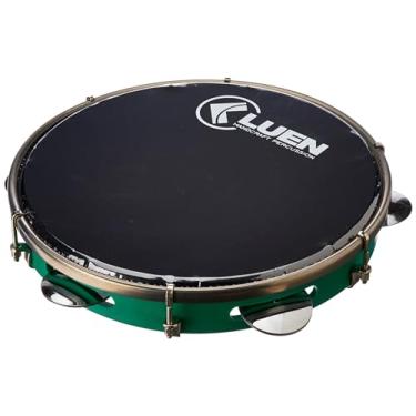 Imagem de Pandeiro 10" Abs Verde 6 Afin Plat Inx Ferragem Cromada Pele Preta