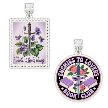 Imagem de Conjunto de 2 peças violent Little Thing, Enemies To Lovers Book Club Kindle, berloque de plugue de poeira 4 cm quarta asa, amante de livros, romantismo, relâmpago de leitura/acessórios de material