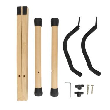 Imagem de Suporte de Guitarra de Madeira Ajustável Quadro de Madeira Maciça Portátil Suporte de Guitarra Com Fácil Montagem para Baixo Elétrico Acústico (Grão de tora)