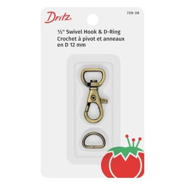 Imagem de Dritz 728-38 pequeno gancho giratório e anel D, latão antigo escovado, 1/2 polegada 1 conjunto