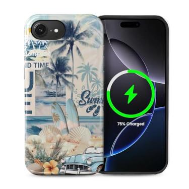 Imagem de Yuning419 Capa compatível com iPhone 16e [compatível com MagSafe] Capa de proteção rígida híbrida de 2 camadas, capa magnética protetora à prova de choque para iPhone 16e, colagem de conchas, praia
