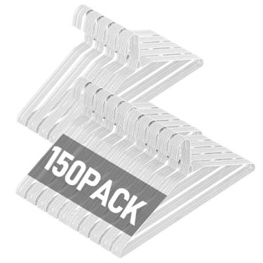 Imagem de SPECILITE Cabides de metal de arame a granel, pacote com 150 para ternos, casacos, camisas, calças, saias, economia de espaço, antiderrapante, 40,6 cm, calibre 12, ultrafino, branco