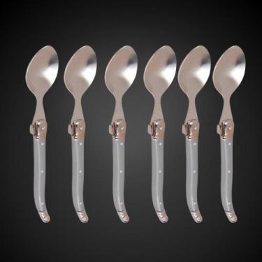 Imagem de Jogo De Colheres Laguiole Para Sobremesa 6 Artigos Em Bandeja De Madei