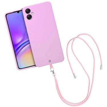 Imagem de Kit Capa Silicon Veloz Para Samsung Galaxy A05 + Cordão Phone Strap Flex - Rosa - Gshield