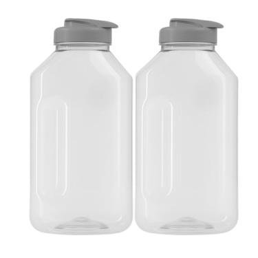 Imagem de 2 Garrafa De Água Jarra Suco Geladeira Tampa Higiênica 1,5lt (Cinza)