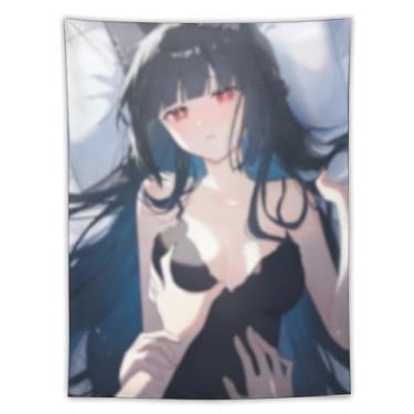Imagem de LIEGBMEU Tapeçaria sexy de anime menina 152 x 203 cm arte de colcha de parede decoração de tapeçaria caprichosa AF130