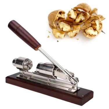 Imagem de Pssopp Ferramenta de Abridor de Cracker de Nozes de Nozes, Construção de Aço Inoxidável, Alça de Madeira Ergonômica Design Design Walnut Pecan Sheller Machine para Castanhas de Amêndoas