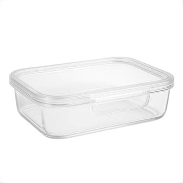 Imagem de Kit Pote Marmita Fitness 500ML com Trava Lateral P/Microondas Geladeira Dieta e Almoço(5,Transparente)