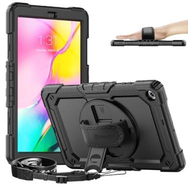 Imagem de Timecity Capa para Samsung Galaxy Tab A 10.1 2019, serve apenas (SM-T510/SM-T515/SM-T517), à prova de quedas com alça de mão, suporte de tela, suporte para lápis para Galaxy Tab A 10.1 - preta