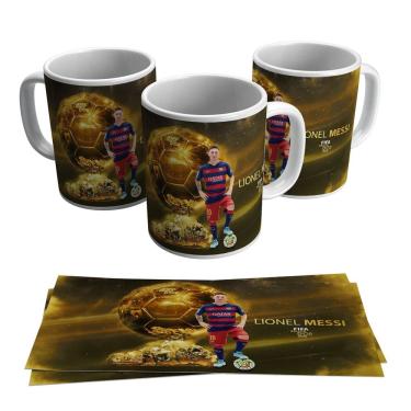 Imagem de Caneca Messi Jogador Barcelona Craque Argentino Ouro 325ml