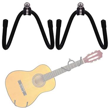 Imagem de Pmsanzay Gancho horizontal de parede para guitarra, pacote com 2 cabides de guitarra, suporte de parede, suporte de exibição de armazenamento com parafusos para acústico, elétrico, ukulele, baixo