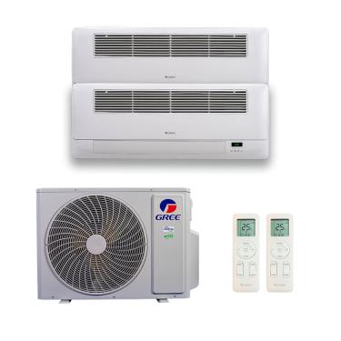 Imagem de Ar Condicionado Bi Split Gree Inverter G Max 18.000 Btus (2x Cassete 9.000) Quente e Frio 220v R-32