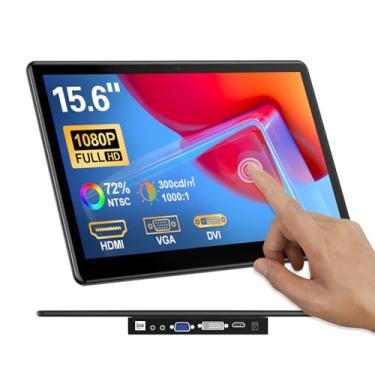 Imagem de HOWENS Monitor portátil sensível ao toque de 15,6 polegadas, FHD 1920 × 1080 IPS monitor portátil para laptop, tela sensível ao toque, HDMI, VGA, DVI, suporte VESA, compatível com laptops, PC PS5/4
