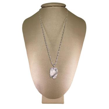 Imagem de Colar Prata 925 Hélice Howlita Bruta - Ponte Vecchio Joias