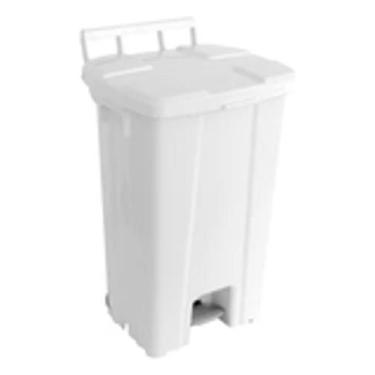 Imagem de Lixeira Quadrada Plastica De 100 Litros Com Roda E Pedal - JSN, Branco