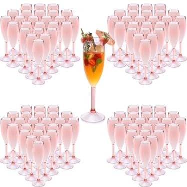 Imagem de 100 peças, taças de champanhe, taças de champanhe de plástico de 153 g, taças de vinho, taças de plástico para festa, copos de bar Mimosa, copos de bebida com haste para celebração de casamento, Natal