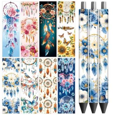 Imagem de Peacoblue Adesivo de transferência de envoltório de caneta UV DTF Dreamcatcher - 48 peças à prova d'água impressão HD UV DTF caneta decalques adesivos para caneta lápis personalizada DIY artesanato