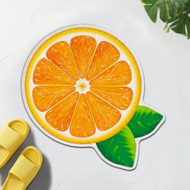 Imagem de TRYYN Tapete de banho com fatia laranja fresca, tapete de design cítrico, antiderrapante, tapetes macios e absorventes, capachos para decoração para amantes de frutas, banheiro, quarto, banheira