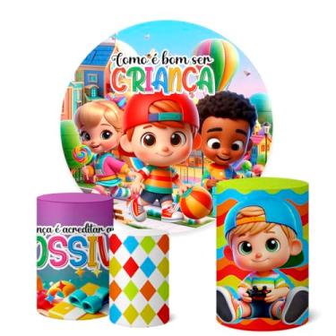 Imagem de Trio Capas Cilindro + Painel Redondo 1,50m Dia das Crianças (K1CRI0006)