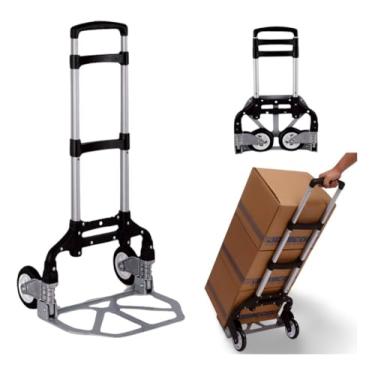 Imagem de Carrinho de Mão Dobrável com Carga até 75kg – Plataforma de Alumínio Reforçado – Ideal para Construção, Jardinagem e Transporte de Cargas