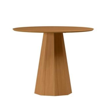 Imagem de Mesa Sala de Jantar 100cm Tampo Redondo Sem Vidro Isis - New Ceval Móv