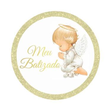 Imagem de Painel de Tecido Sublimado Redondo Batizado c/ Elástico 1,5x1,5m - Fab