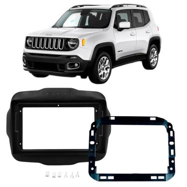 Imagem de Moldura Painel Central 9 Polegadas Jeep Renegade 2015 à 2021 Preto Novum Expex Epx9jp004 Som