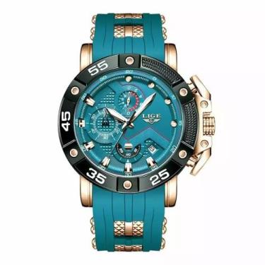 Imagem de Relógio Lige Esportivo com Pulseira de Silicone Aço inoxidável, Azul C