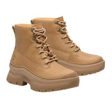 Imagem de Timberland Bota feminina Roxie Lane Mid Lace Up Fashion Boot, Trigo de grão integral, 8 Wide