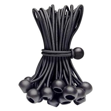 Imagem de Kydavoo Cordões elásticos com bolas 35 peças, 22,5 cm elásticos resistentes para lona de dossel, barraca, ao ar livre, laços elásticos pretos para fixação segura – sem odor, durável, resistente a UV