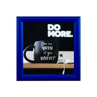 Imagem de Moldura de alumínio BNV para cartaz/certificado de imagem, azul, 30,5 x 30,5 cm, perfil de 2,5 cm, montagem na parede, modo retrato e paisagem, fácil instalação, antirreflexo, capa de PVC, leve