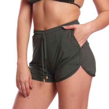 Imagem de Shorts Curto Vih Triny Feminino Soltinho Moda Praia Com Bolso E Cordão