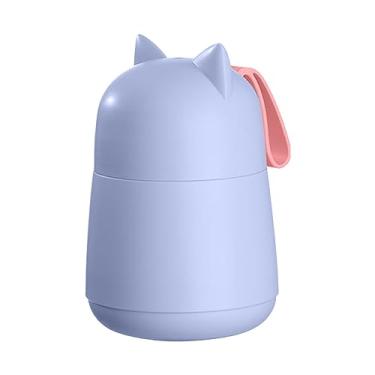 Imagem de TOPINCN Copo de Sopa Térmica da Orelha de Gato, Pequenos Recipientes Isolados de Alimentos Isolados de Jarra para Almoço para Piquenique para o Escritório da Escola (Azul)