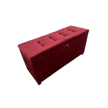 Imagem de Baú Organizador Decorativo para Quarto 1 Metro com Dobradiças com Pistão Em Veludo - Diversas Cores, Móveis Quarto(Vinho,Rodízio com trava)