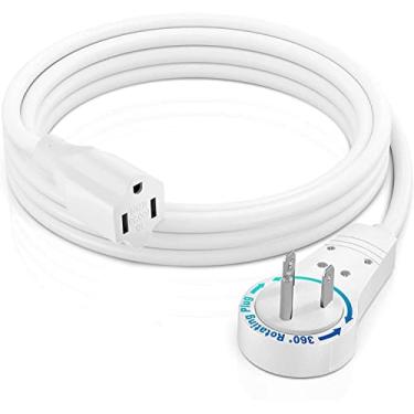 Imagem de Maximm Cabo de extensão Plugue plano branco de 3 pés, Cabo de alimentação curto giratório de 360° Tomada única, Calibre interno de 16 fios aterrados com 3 garras listado pela UL (3 pés branco)