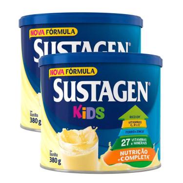 Imagem de Complemento Alimentar Sustagen Kids Baunilha Lata 380g | Kit com duas unidades