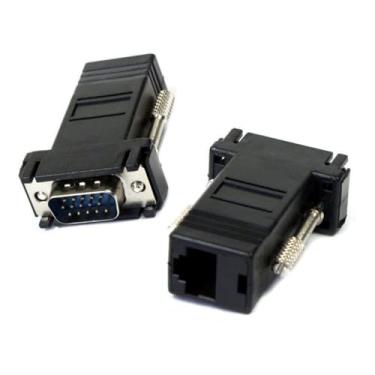 Imagem de CY Adaptador 2 peças/conjunto VGA RGB macho para macho sobre Cat6 Cat5e RJ45 fêmea Ethernet Modualr adaptador para monitor de computador