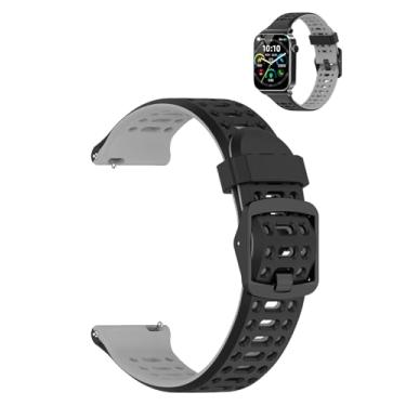 Imagem de YAJOJO Pulseiras para smartwatch STECEi T50S, pulseira de silicone esportiva de liberação rápida para STECEi T50S, pulseira de reposição macia, leve e ventilada confortável, pulseira ajustável, preto