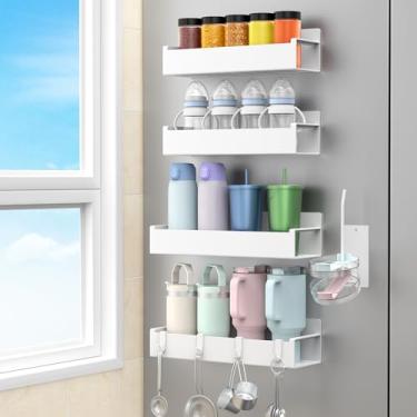 Imagem de HuggieGems Suporte magnético para garrafa de água para geladeira, organizador de copo para Stanley e copo para cozinha, branco, pacote com 4