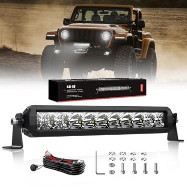 Imagem de Barra de luz de LED de 25,4 cm, 4WDKING sem parafuso 50 W IP69 K à prova d'água, combo de luz de trabalho off-road com feixe de fiação DT super brilhante para dirigir farol de neblina adequado para Ford F150 Polaris RZR Jeep Wrangler