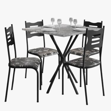 Imagem de Kit Mesa Diamante 542 Sala de Jantar 4 Cadeiras Pés Tubular