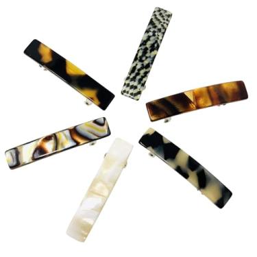 Imagem de Miniconjunto de 6 minibarras Amie da French Opereja Cinza Prateado Marfim Tokyo Branco Âmbar Marrom Feito à Mão Celuloide Pequeno Presilha de Cabelo para Meninas