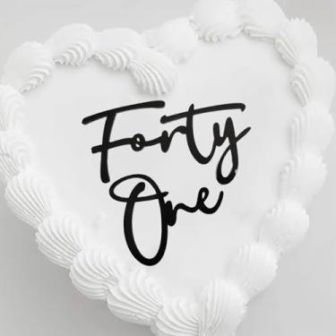 Imagem de Black Forty One Birthday Cake Toppers,Happy 41st Birthday Cake Topper,Dirty 41st Anniversary Party Cake Decoration for Women and Men