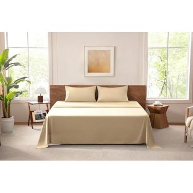 Imagem de MISSQ Jogo de cama California King de 4 peças - Lençóis de microfibra com bordado - Jogo de lençol luxuoso super macio com bolso profundo de 40,6 cm - sem rugas, resistente ao desbotamento, resistente