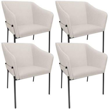 Imagem de Kit 4 Cadeiras Para Sala de Jantar Estar Living Olívia L02 Linho Cru -